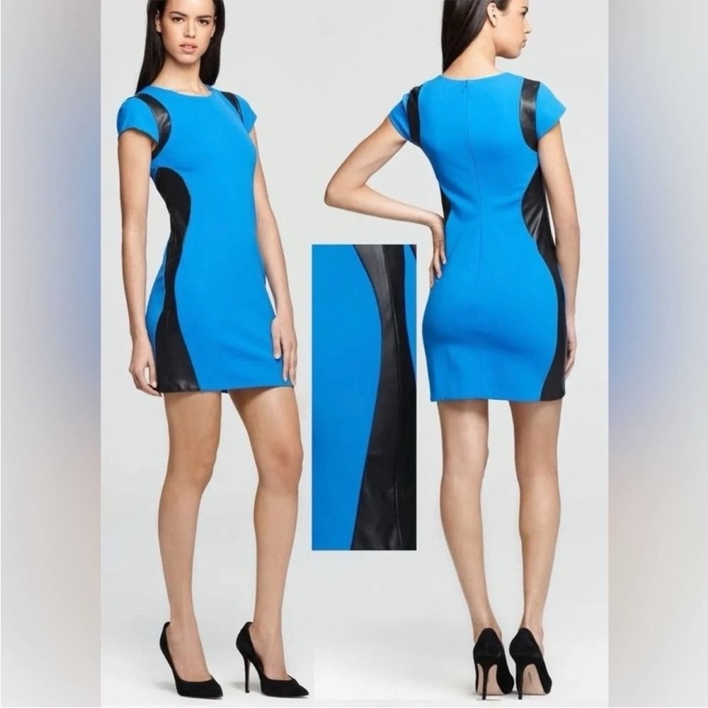 Diane von Furstenberg blue and black leather dress size 4